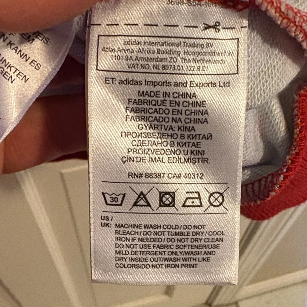 Adidas Red Sweatshirt with Blue Floral Design baggy in like new condition 8 - Picture 3 of 8